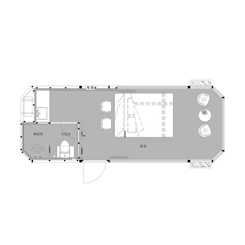 2024 ETONG Cabin camping house container house de luxe houseboat with toilet bathroom