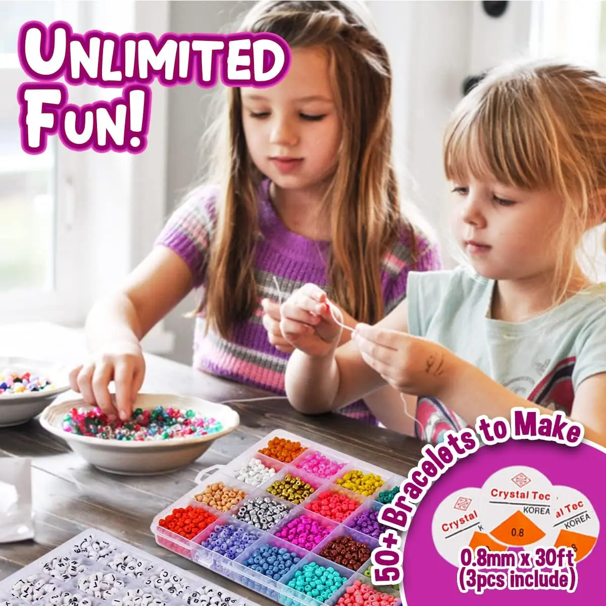 5000+pcs Bead Craft Kit Set Jewelry Making Kit Beads for Bracelets DIY Art and Craft - Gift for Her Women Kid