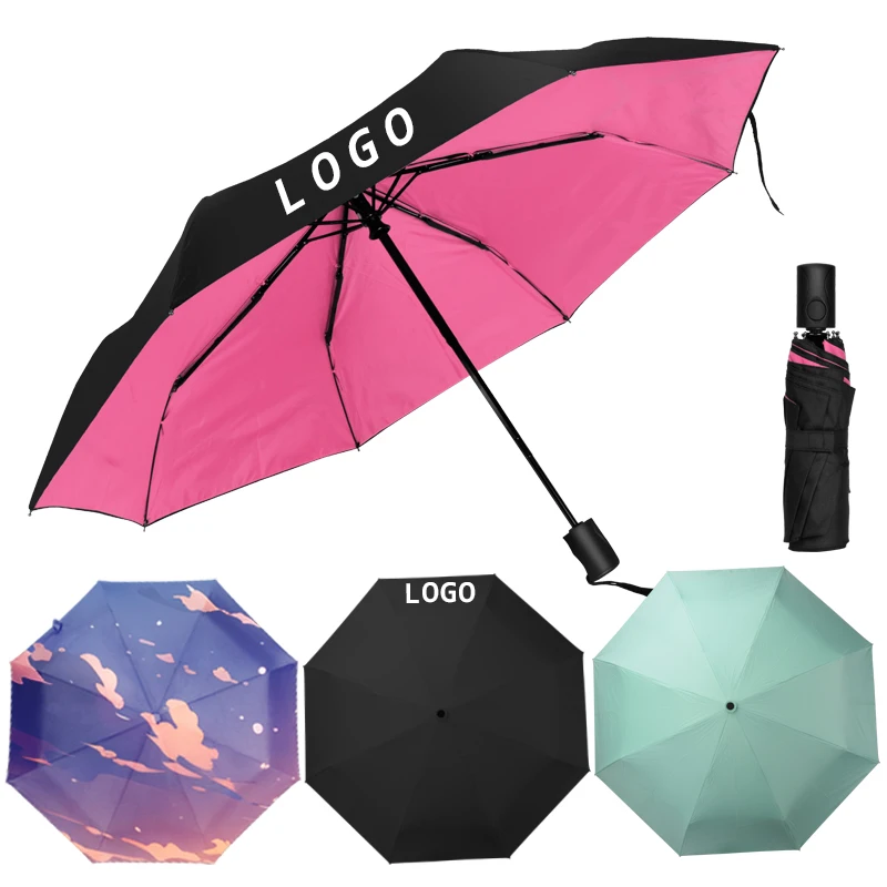 Fully automatic custom logo umbrella with UV 3 fold auto open and close rainproof outdoor shading parasol umbrella