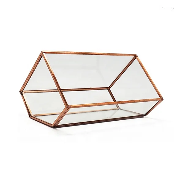 Искусственное большое воздушное растение, золотой геометрический стеклянный террариум, оптовая продажа контейнеров