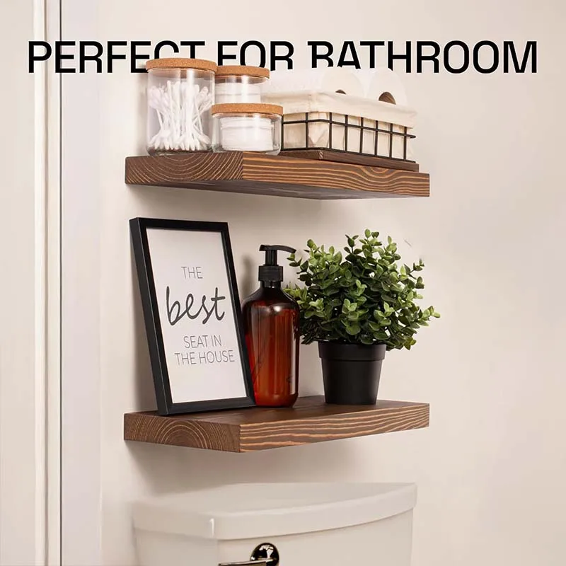 Wooden bedroom shelf walnut 2-piece set suitable for bedroom wall decoration