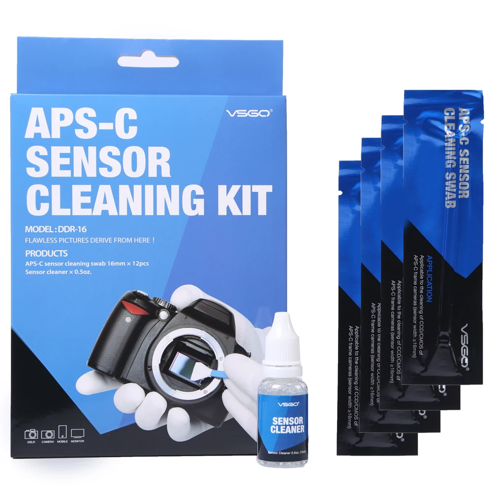 VSGO чистящие тампоны для датчика камеры-для APS-C цифровых зеркальных камер, 12x микрофибры швабры 16 мм, в индивидуальной упаковке, жидкий включают в себя