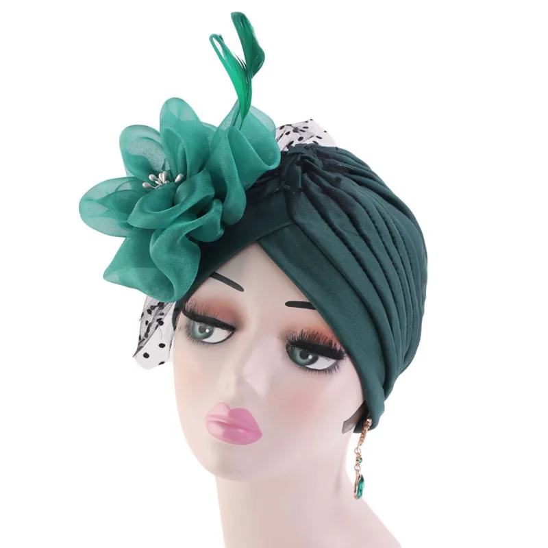 New Style Flower Mesh Feathers Hair Clip Wedding Party Fascinators Hat Turban Hat for Women