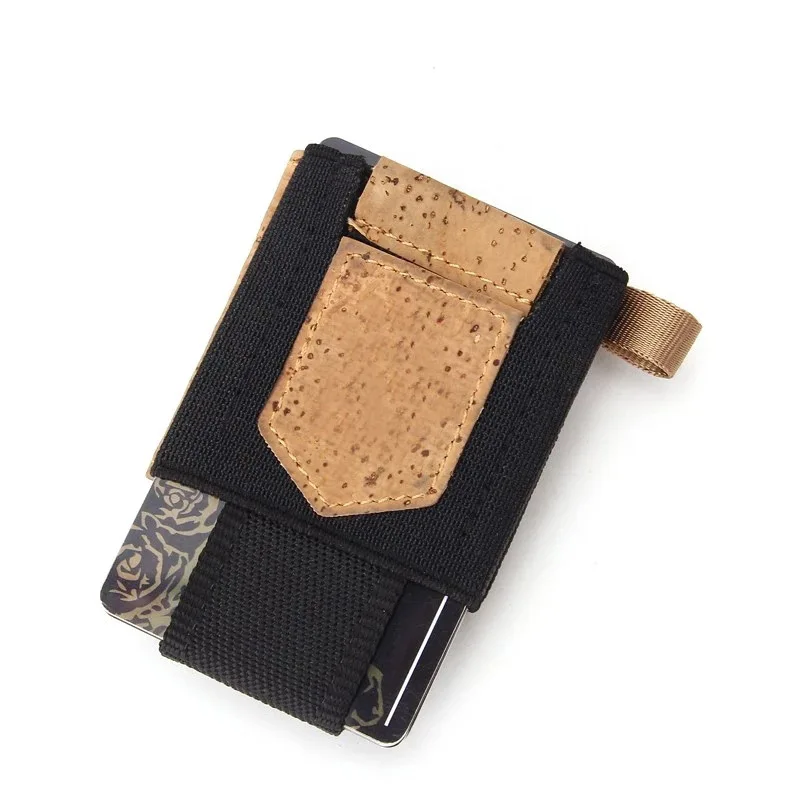 New model coin purse wood elastic wallet men mini cork card holder