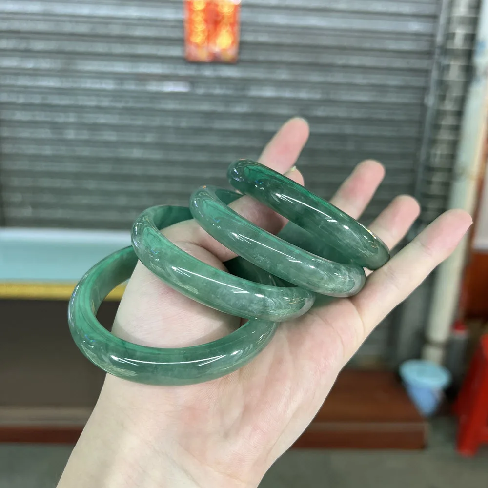 Wholesale 56~60mm Natural Myanmar Dark Water Blue Color Jade Jadeite Jade Adult Bangle Charm Bangles For Women