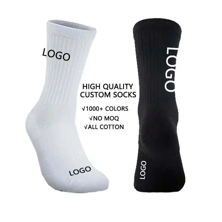 tennis athletic white breathable compression thick Cushion Sport Crew custom logo socks