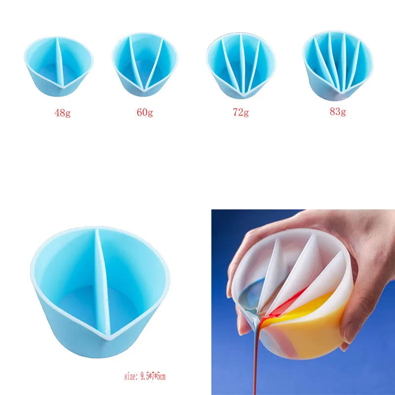 blue color Split Cup for Paint Pouring, Rusable Silicone Split Cup High Quality for Acrylic Paint Resin Pouring DIY Making