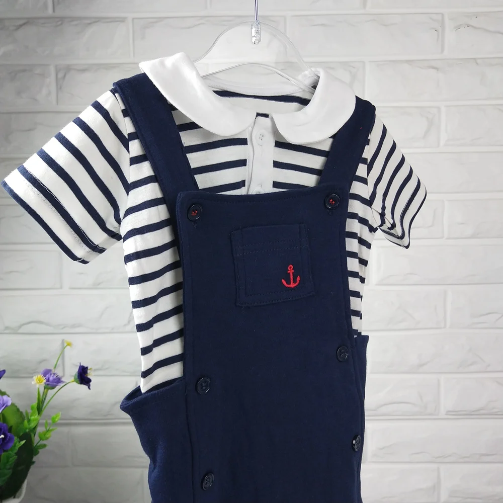 
Baby Boy Clothes Belt Pants Set Cotton Toddler Boy Clothes Romper Set Clothing Sets 100% Cotton Summer Breathable Quick Dry 2pcs 