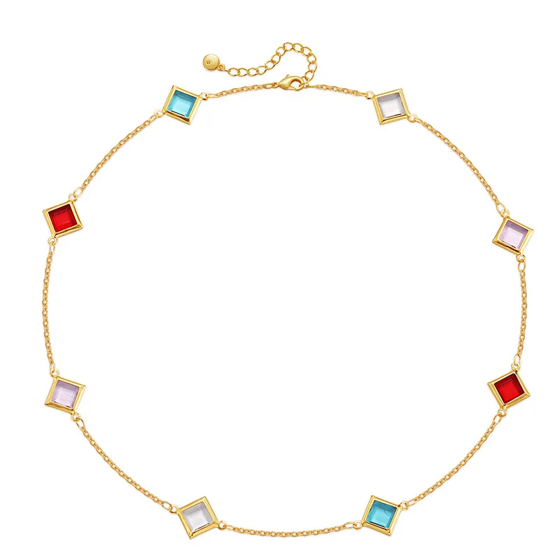 Elegant handmade Colorful Beaded Series Design Necklace Modern Popular Brass 18K Real Gold Jewelry
