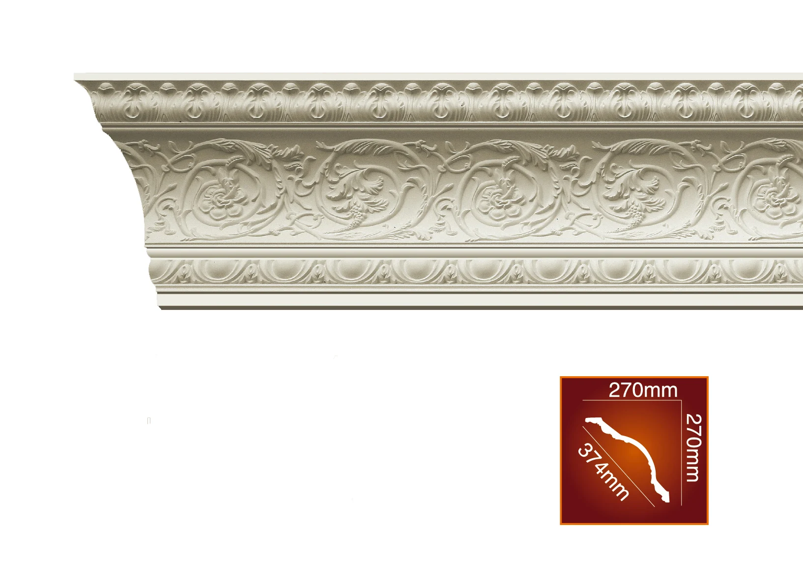 Polyurethane ceiling cornice molding promotion can be customized 245x30x35cm white elegant PU cornice