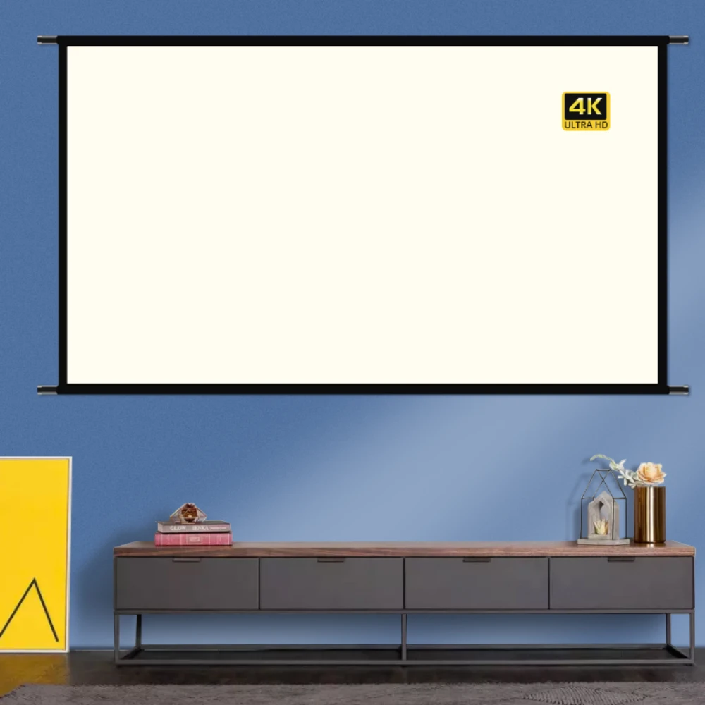 Экран для проектора 16:9 из белой ткани с защитой от света, 60, 84, 100, 120 дюймов, настенный портативный HD Проекционный экран для дома