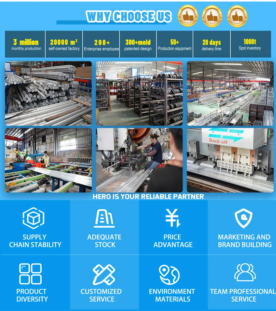 HERO factory Waterproof Aluminium shower profile tile trim Metal Polished  aluminium shower glass wall profile for Hotel