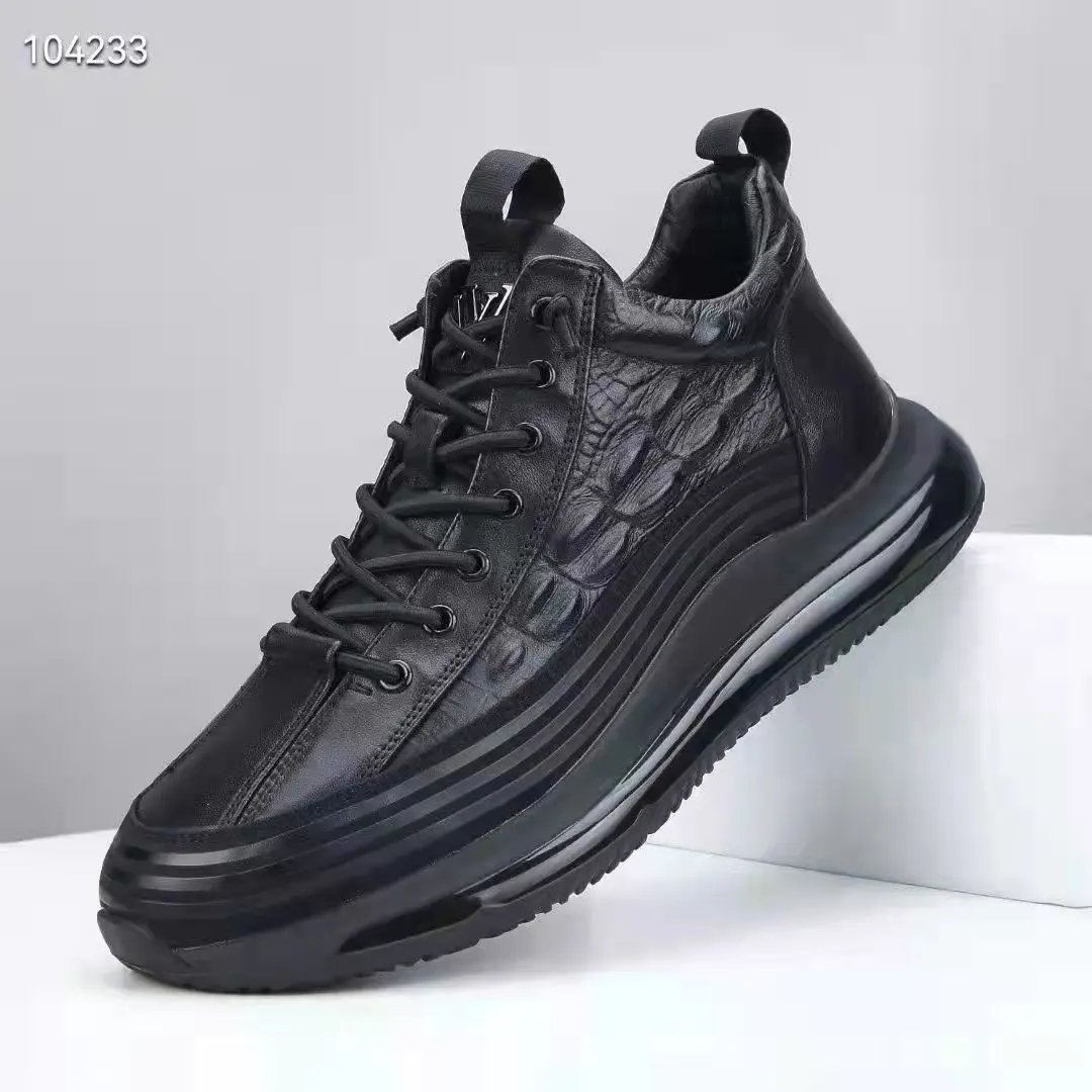 Thick sole embossed PU upper fashion light weight extra size EU 46,47,48 mens dress walking shoes other trend shoes for man