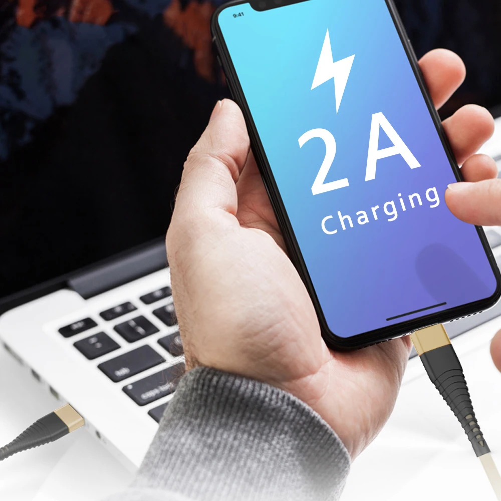 Rock Hi-Tensile Fabric Braided USB Charger Cable for Iphone