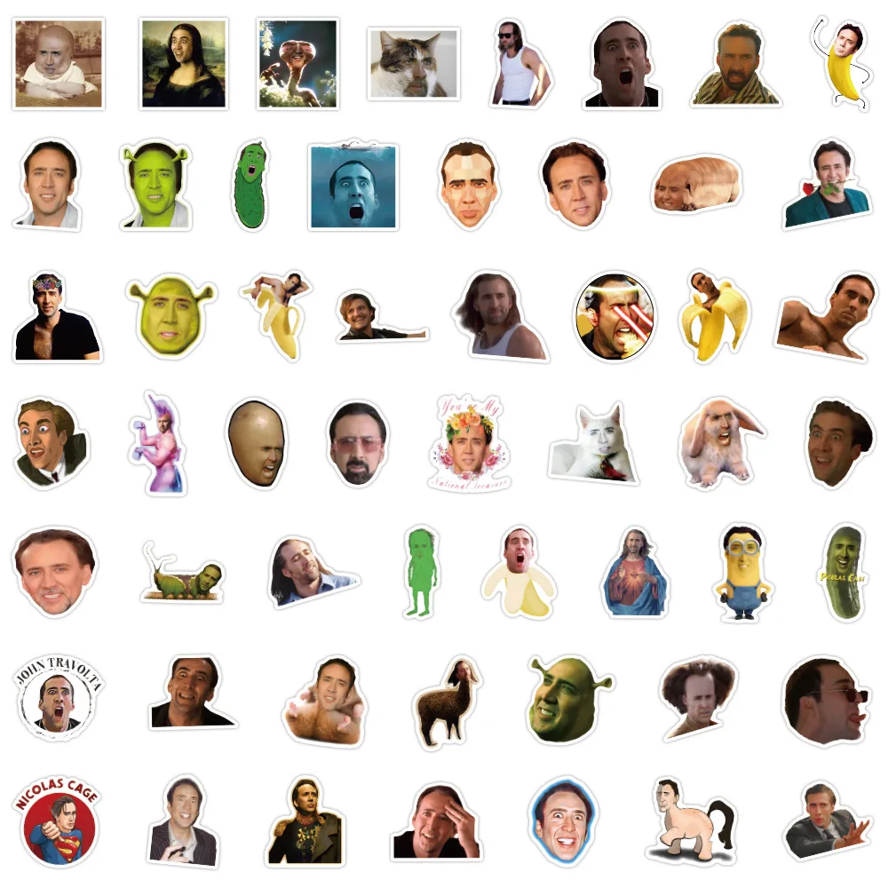 50PCS USA actor funny meme decals humorous nicolas cage sticker