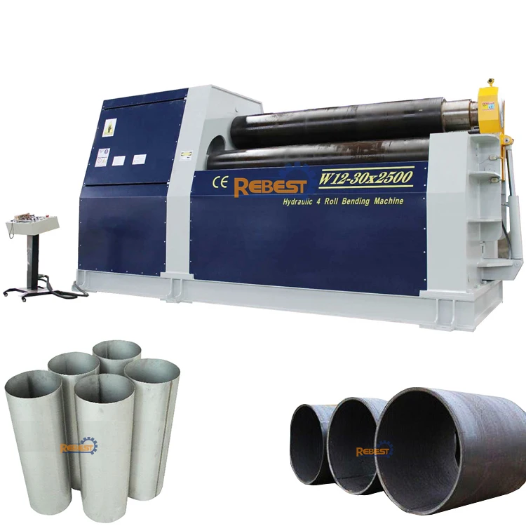 W12-25x2000 Heavy Duty CNC Hydraulic Sheet Metal Steel 4 Roller Plate Rolling Machine Cone Bending Machine