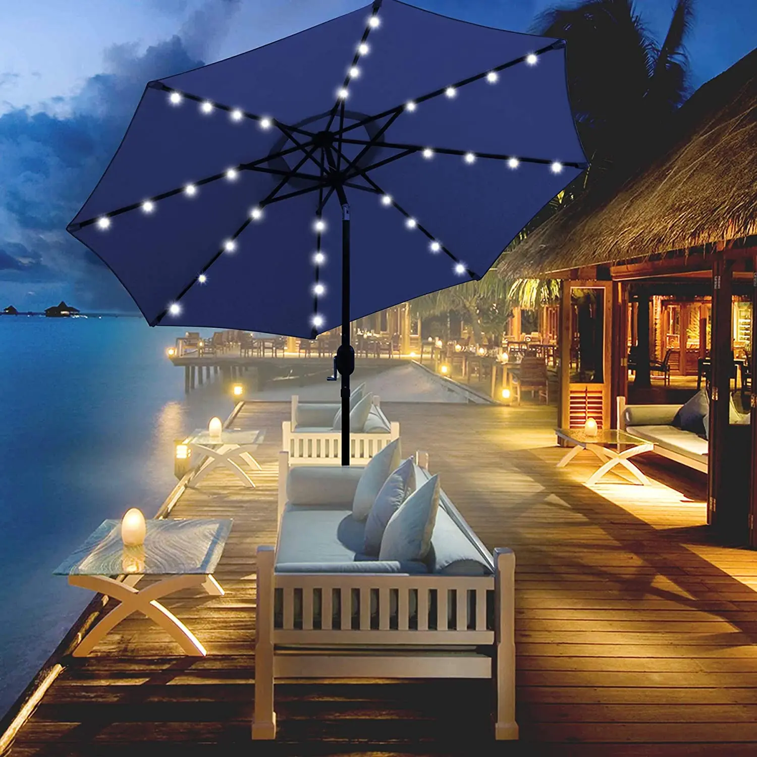 Открытый Зонт 9 футов с солнечной панелью и зарядным устройством, зонт с 32 светодиодами с подсветкой для внутреннего дворика, зонт для стола с наклоном и кривошипом