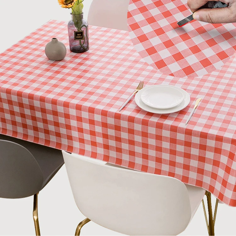 Red pink Coffee Eco-friendly Wholesale White Gingham Table Cloth Tablecloth Custom