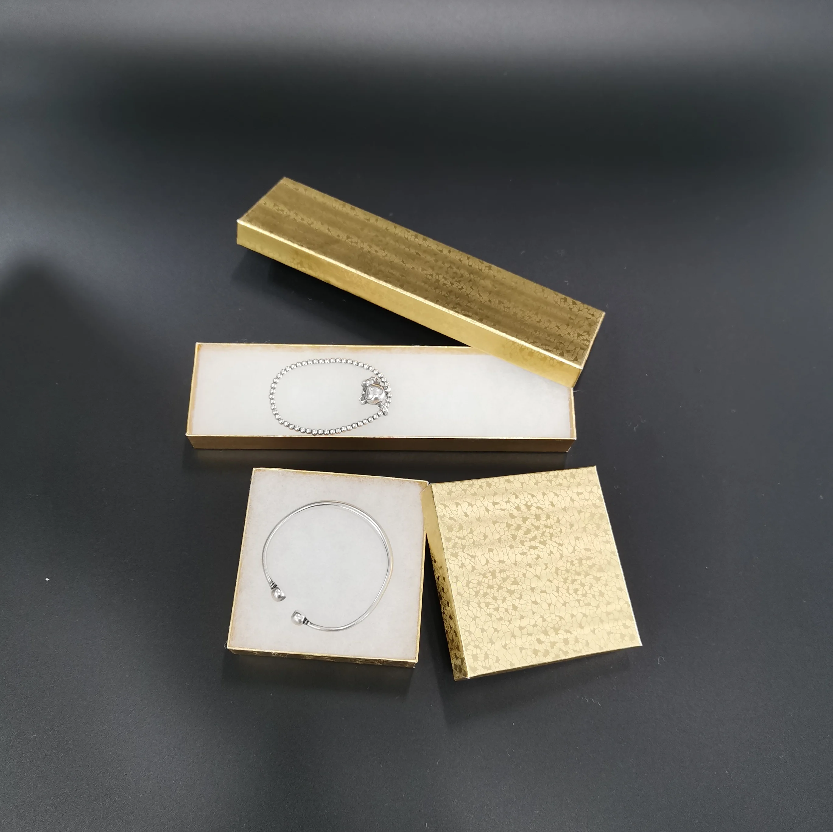 Z21G #21 Size 2-1/2 x1-1/2 x 7/8 Gold Foil Cardboard Jewelry Boxes Cotton Filled Ring Boxes Storage for Rings and Jewelry