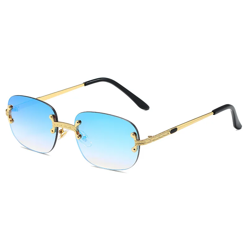 China Wholesale Metal Sun Glasses Men Rimless Adult Glasses Small Frame Square Sunglasses
