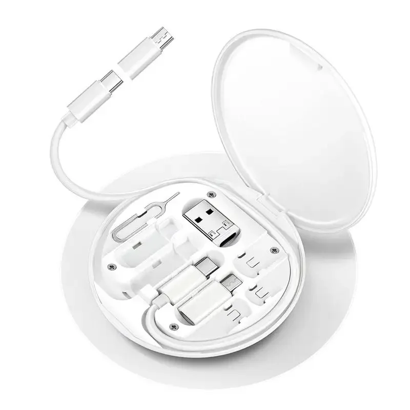 iStapromo Gifts Portable multifunction data cable digital storage box data cable 60W fast charging cable five-in-one three-in-1