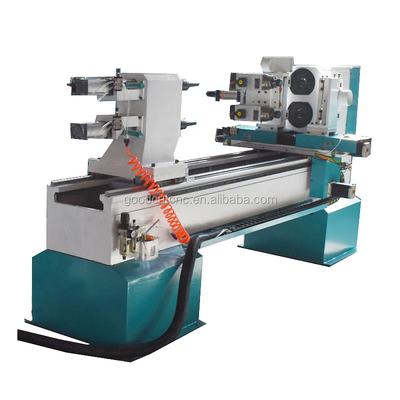 Professional cnc wood turning lathe machine with double axis