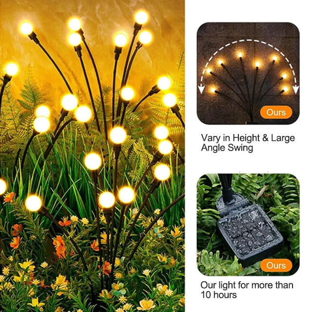 Solar Powered Firefly Garden Light Firefly Swaying Light Color Changing Rgb For Yard Patio Pathway Decoration Outdoor SolarLight