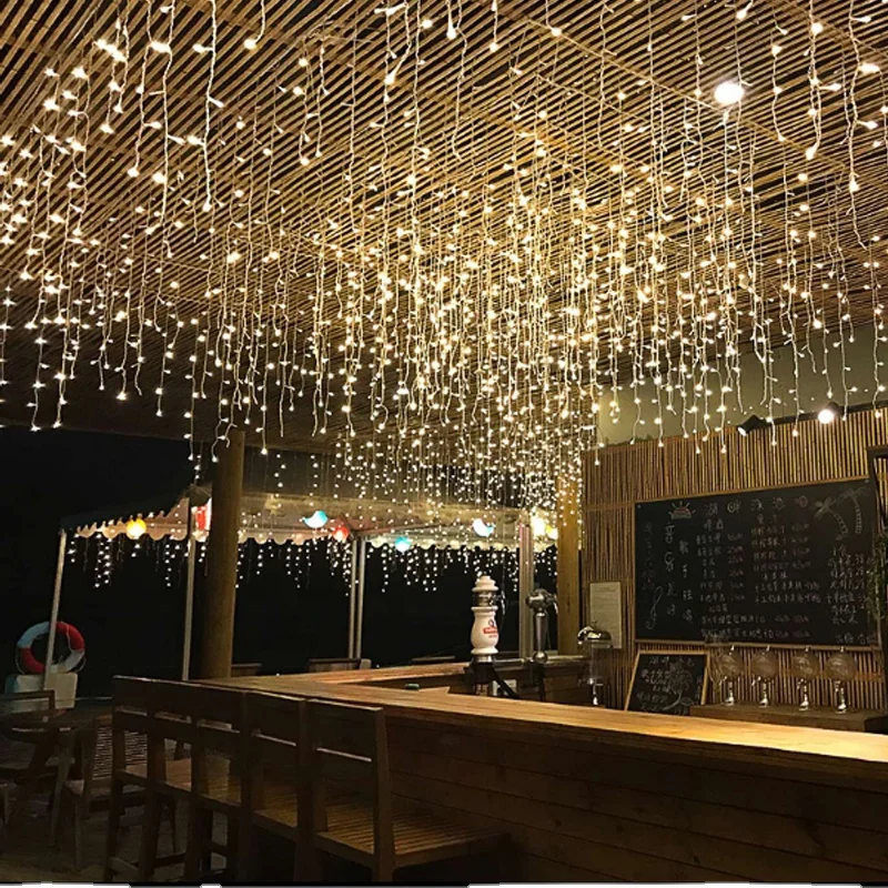Led Curtain Icicle String Fairy Light Leds Drop Party Garden Stage Christmas Lights Garland For Outdoor Party Decoration