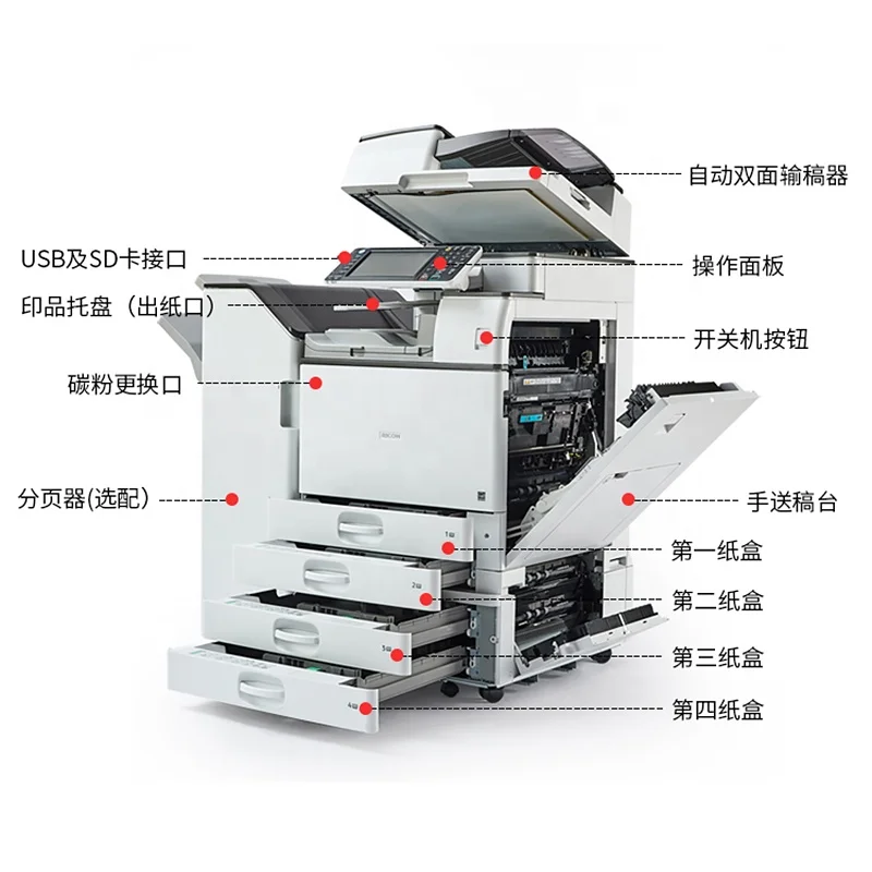 
price of printer machineA4 A3 Ricoh Imprimante Duplicator Multifonction Scan/Print/Machine Ricoh mp c3003 