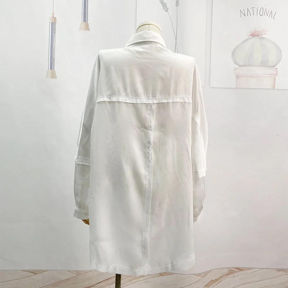 Loveda Custom Summer Long Sleeve Casual Shirt Ladies Loose Elegant Solid White Georgette For Women Oversized Blouse Wholesale