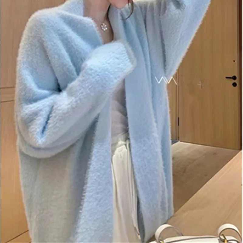 High Quality Korean Fashion Women Plain Sweaters Autumn Winter Long Sleeve Slim Knitted Open Front Cardigan Ladies Knit Coats