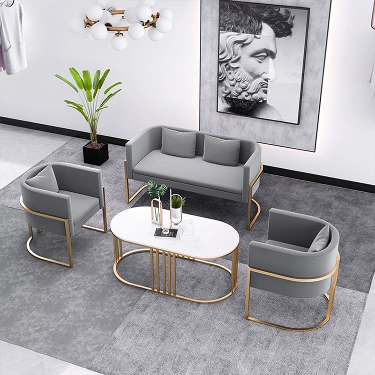 Nordic fabric sofa furniture simple modern negotiation reception desk and chair combination light luxury sofa chair
