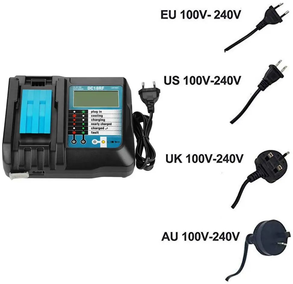 DC18RF DC18RA Li-ion Battery Charger with LCD Screen 3.5A Charging Current For Makitas 14.4V 18V BL1830 BL1815 DC18RC BL1430