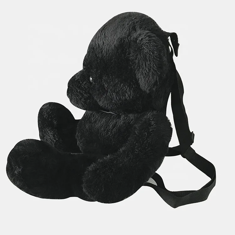 
Black bear stuffed animal storage bag backpack teddy bear plush toy 