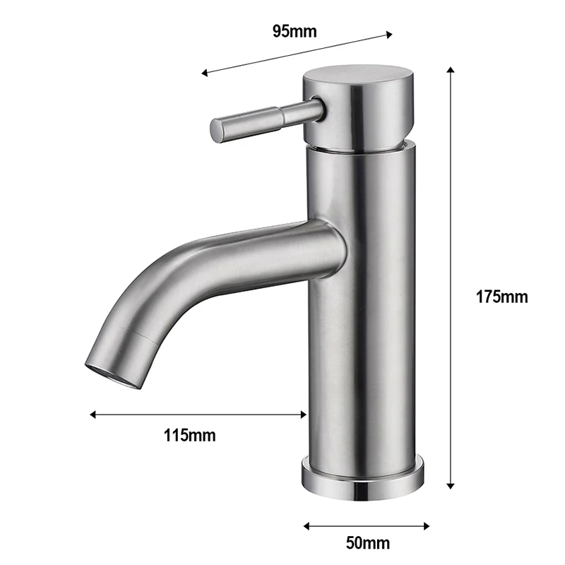 304 stainless steel hot cold faucet matte health lead free water tap bathroom basin faucet