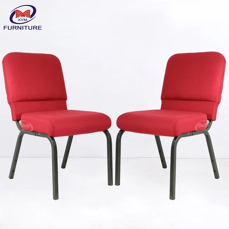 Banquet Theater Chair Padded Stackable Red Metal Conference Interlocking Church Chairs With Storage for Auditorium