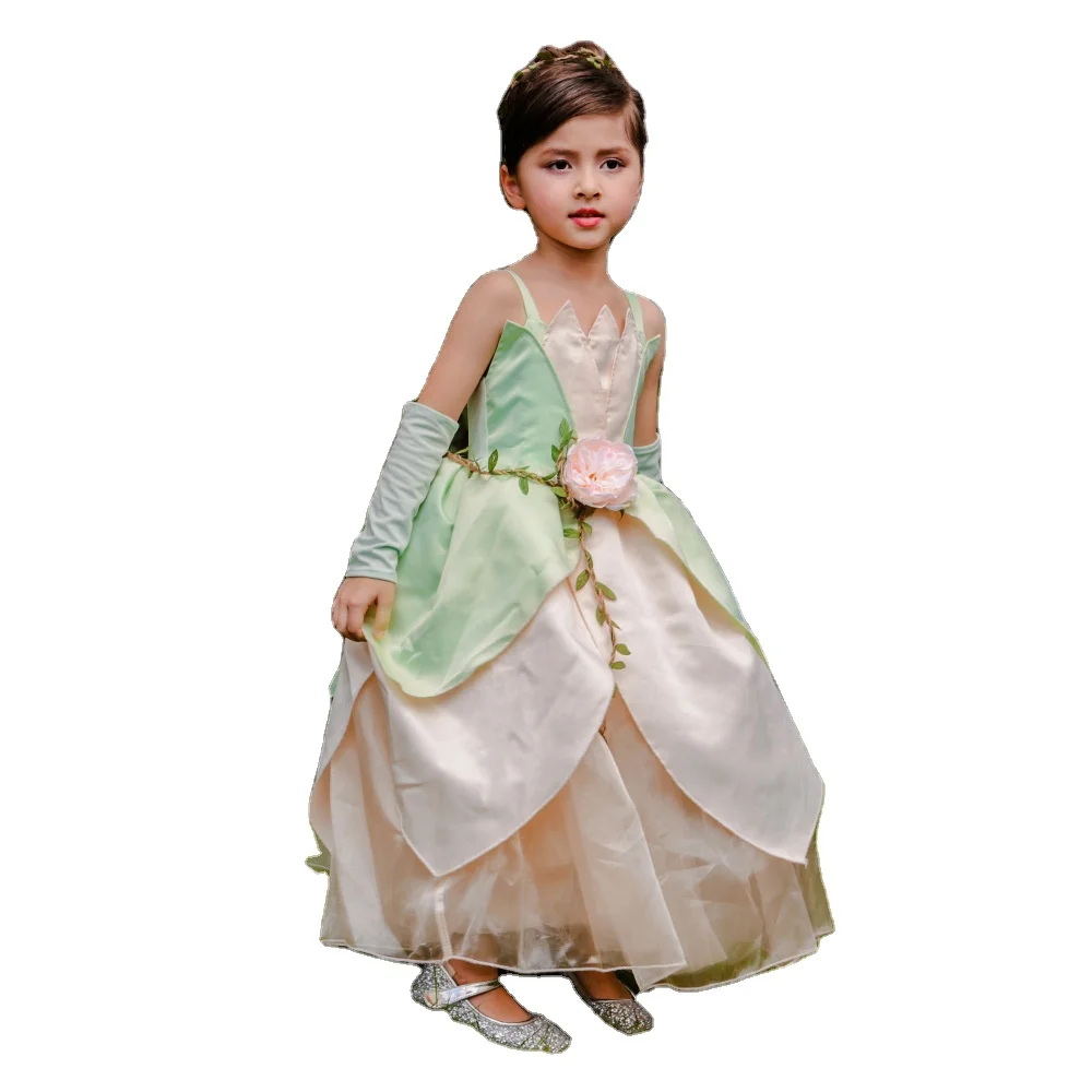 Wholesale Princess Tiana Girl Dress Boutique Party Prom Baby Fancy Kids Dresses for 2-13 Years Girls