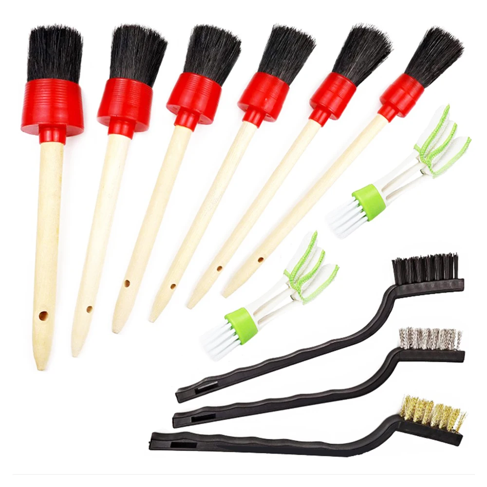 11PCS Car Air Conditioning Port Detail Gap Brush Detail Air Conditioner Cleaner and Brush Dust Collector Cleaning Cloth Tool
