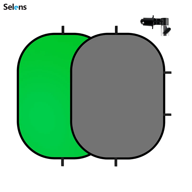 Selens Green Grey 100x150cm Photo Backdrop Screen Chromakey Pop Up Collapsible Background With Holder for YouTube Photo Studio