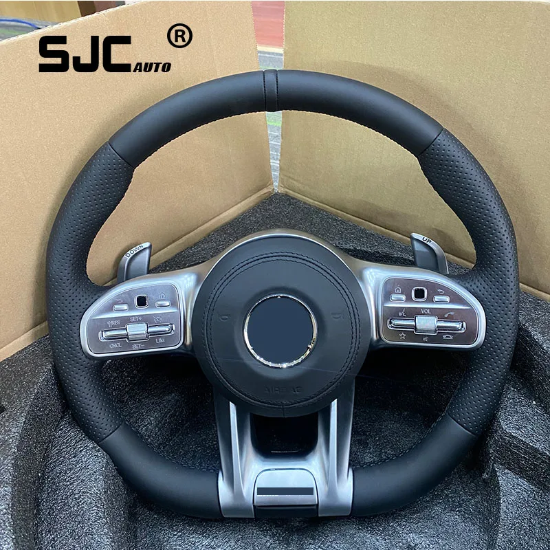 SJC Auto Leather Steering Wheel for Mercedes-Benz AMG B CLS G CLASS A45 C63 W176 W217 W218 W219 W222 W253 W463 W464 W204 W205