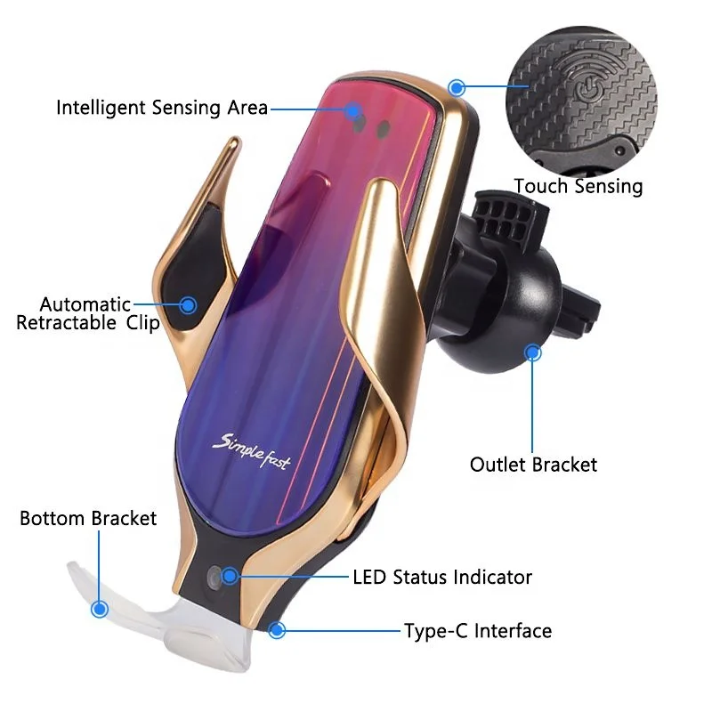 
R9 wireless charger 2019 new trending products 10W wireless charging phone holder wireless car charger 