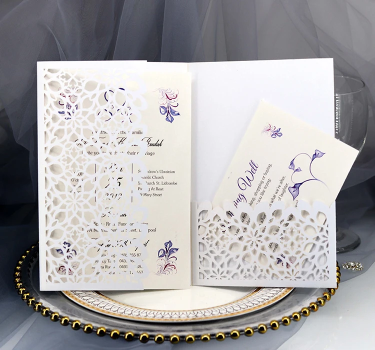 Glitter Paper Rose Flower Laser Cut Hollow Wedding Invitation Greeting Card Cover Gold Paper Love Card/ Art Custom Logo Printed