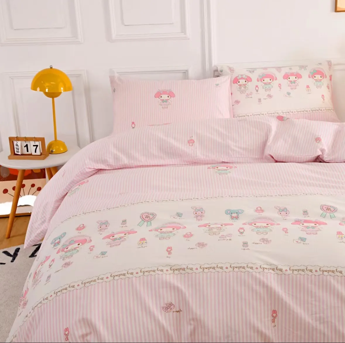 Hot Sale Amazon 100% Cotton Bedding Duvet Cover Set Customized Comforter Bed Sheet Set MY MELODY Cartoon Bedding Set Cotton