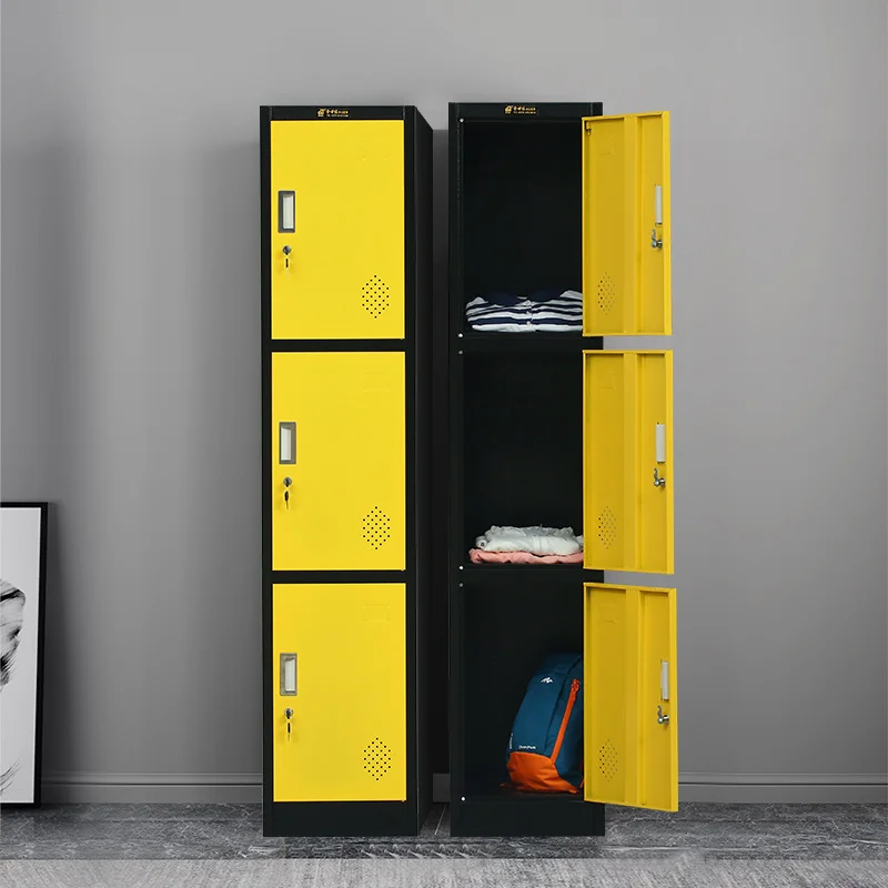 For School Business Gym Locker Wall storage Key lock 3 door cabinets garage storage locker