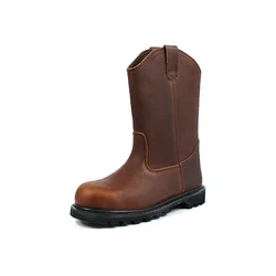 Custom men waterproof durable brown cow leather safety welding boots for welder boots wholesale