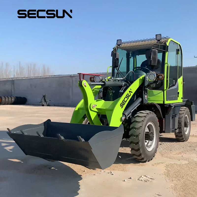 SECSUN Small Articulated Wheeled Loader Front End 0.8 Ton 1 Ton 1.5 Ton 1.8 Ton 2 ton Mini Wheel Loader with air conditioner
