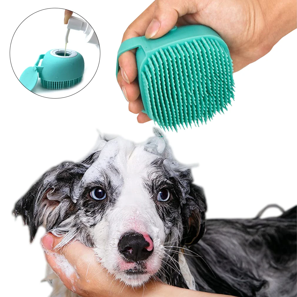Экологически чистый материал Массажная щетка для ванны Диспенсер шампуня ухода за собаками силиконовая душа инструмент купания питомцев ванночка собак