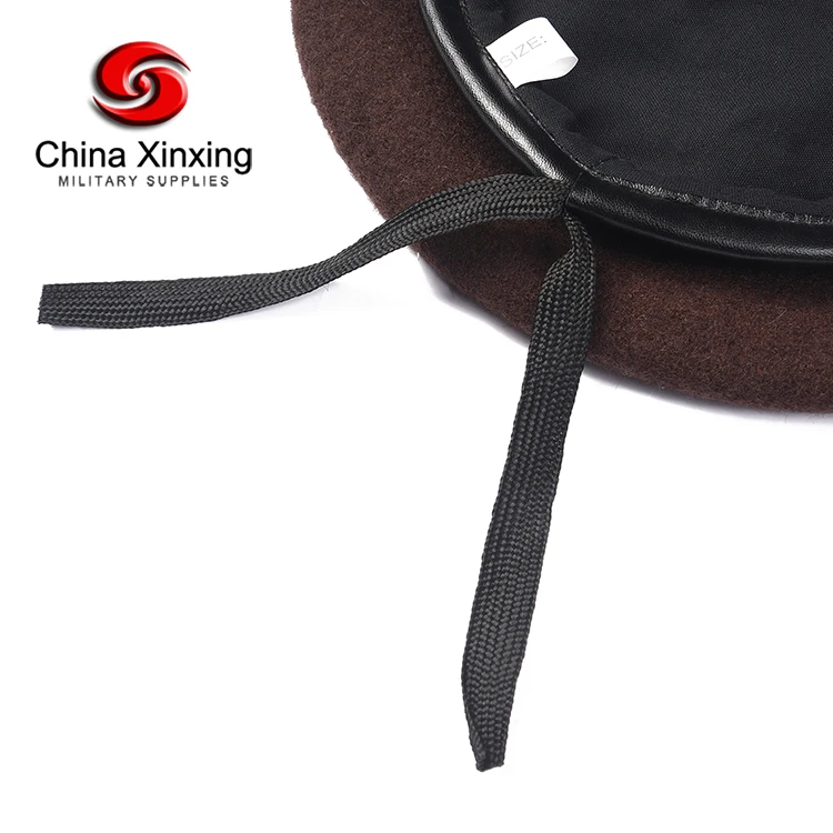 Военный берет Xinxing BR04 OEM из искусственной кожи темно-коричневый 100% шерсть