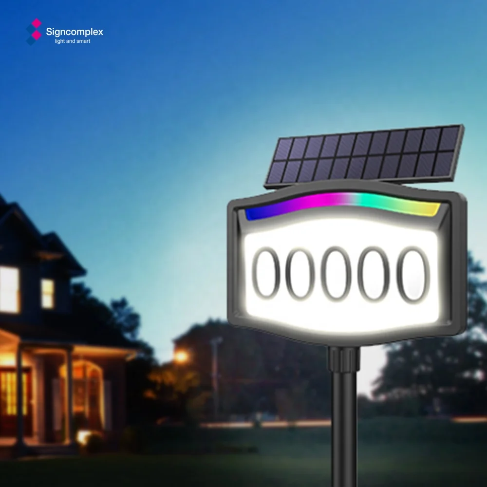 Yard Illuminated Solar Panel Led Lighted Lamp Address Door Number House Number Led Solar Sign