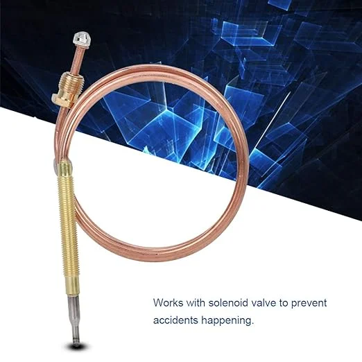 Thermocouple Replacement, BBQ Grill Fireplace Heating Gas Burner Thermocouple Probe 900mm with 5pcs Fit Nuts,for Gas Heater